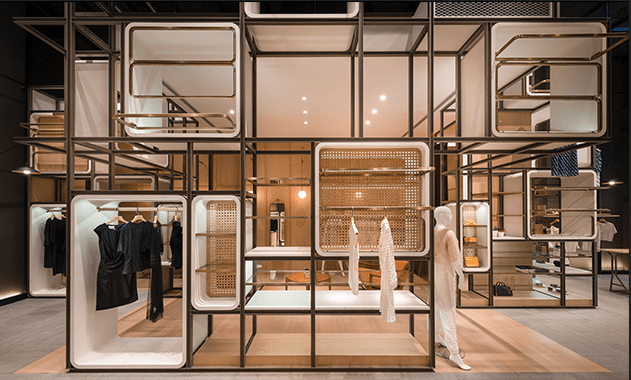 Tienda de ropa con diseño modular
