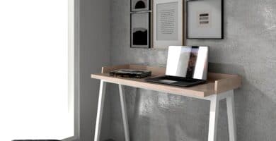 Mesa de escritorio nórdica roble y blanco